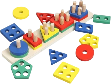 Wooden shape and counting peg board